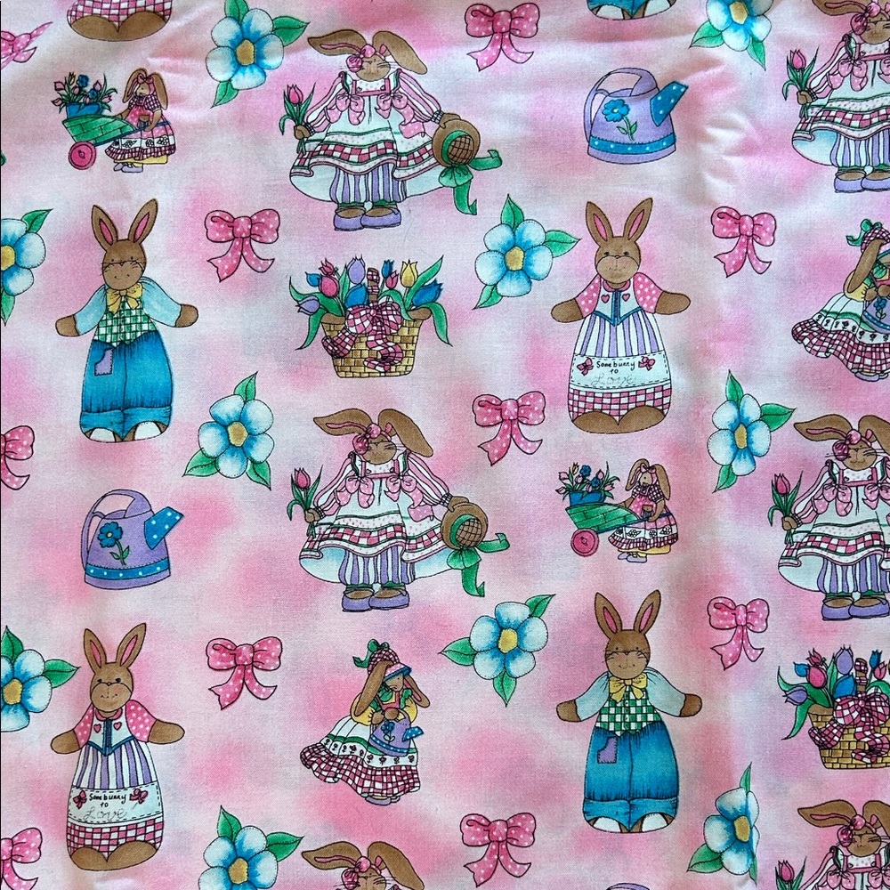 Vintage 90s Alma Lynne Easter Rabbit Fabric
